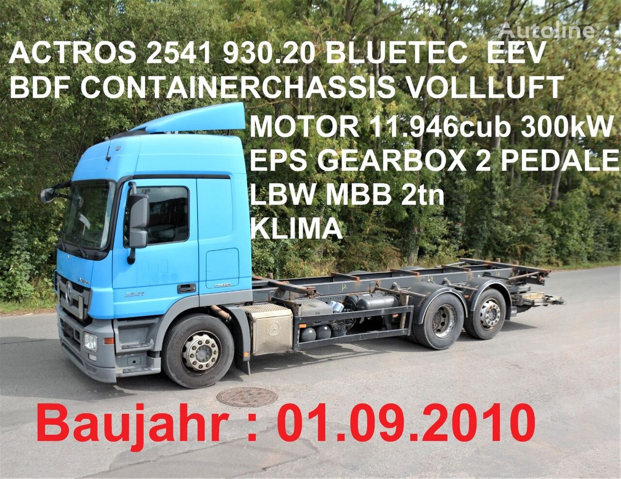 Купить грузовик шасси Mercedes-Benz ACTROS 2541 MP3 BLUETEC EEV BDF LBW  Германия Hannover, GJ36572