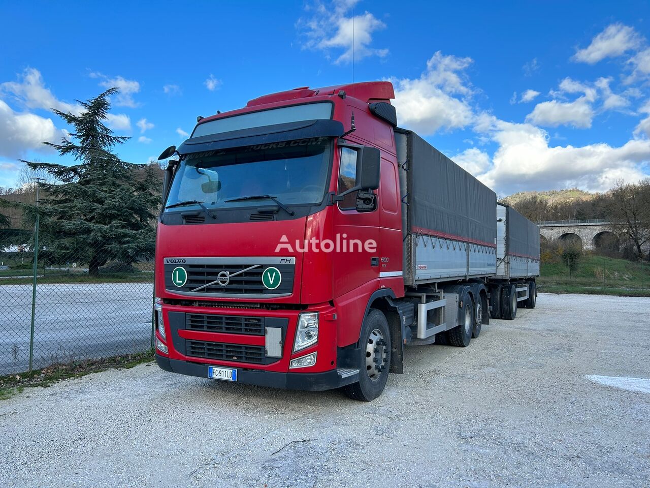 торговый грузовик VOLVO FH500 ribaltabile + rimorchio bilaterale