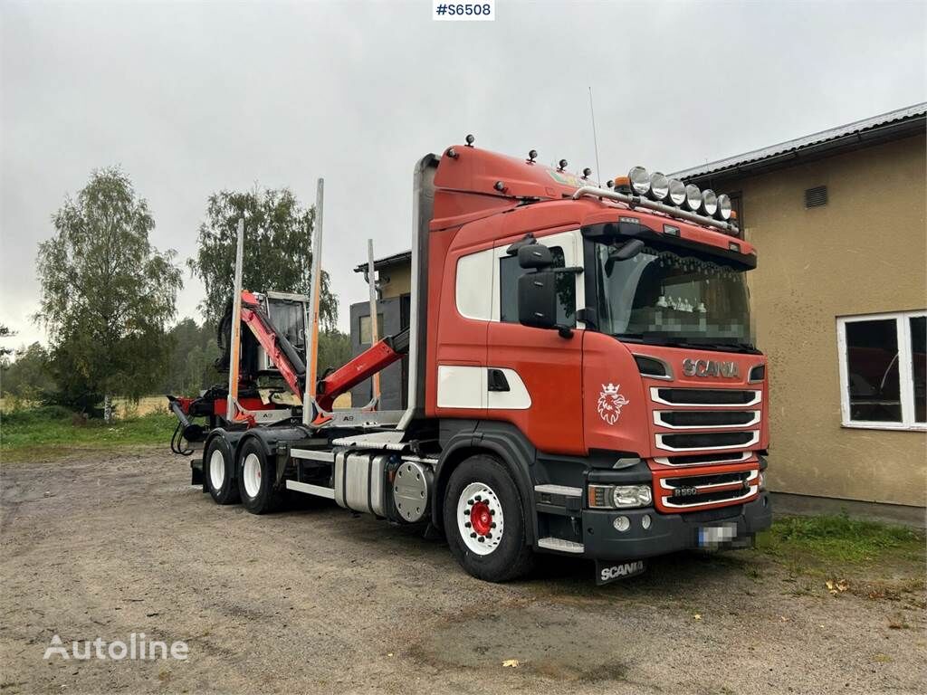 лесовоз Scania R560 Timber Truck with trailer and crane